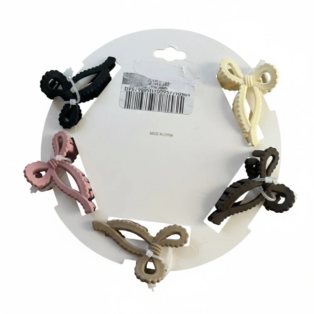Zoe Zoe Neutral Matte Bow Claw Clips Set Hair Accessories (5 Pieces) NEW